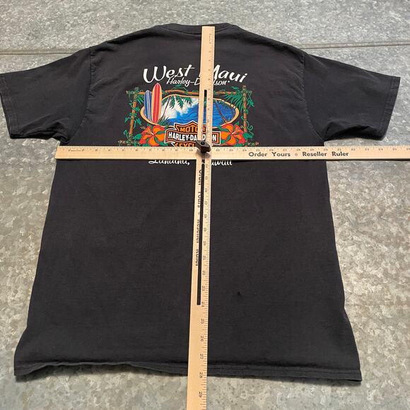 Vintage West Maui Harley Davidson Tee Shirt Mens Large Surfboard Wave Hawaii Y2K - Picture 8 of 10